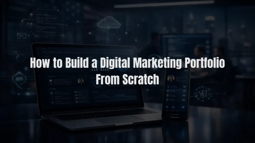 Student building a digital marketing portfolio from scratch