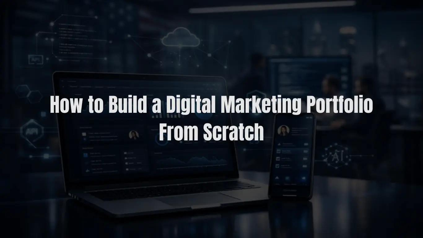 Student building a digital marketing portfolio from scratch
