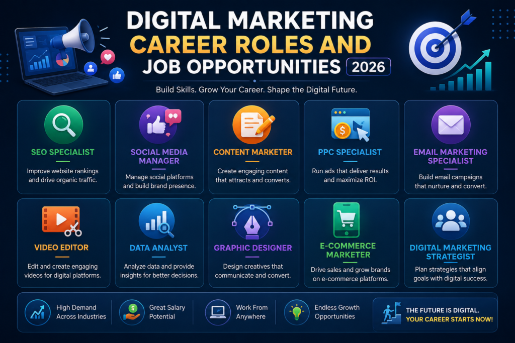 "Digital marketing career roles and job opportunities 2026"