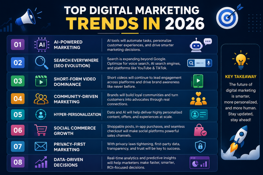 "Top digital marketing trends in 2026 infographic"