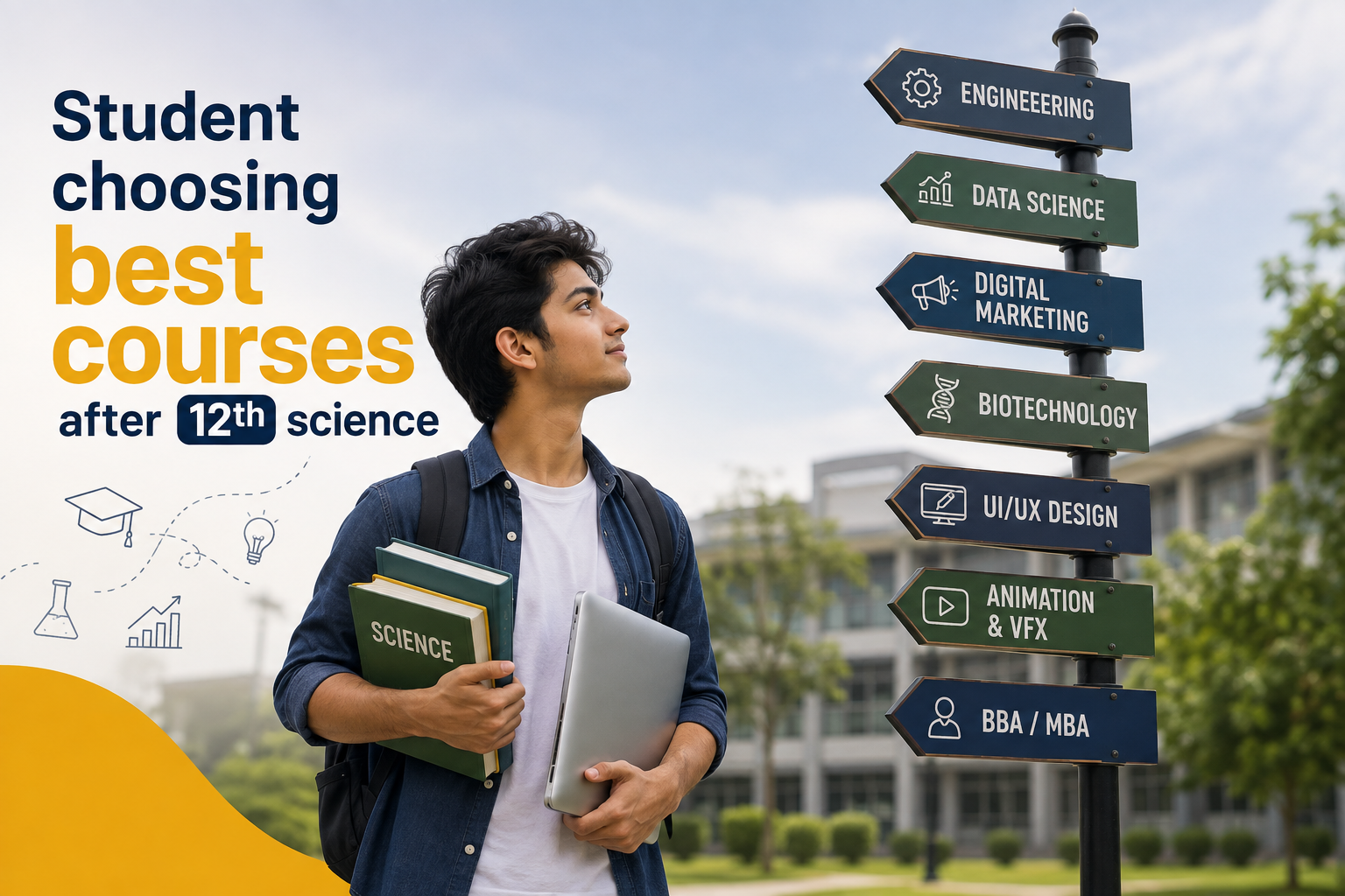 "Student choosing best courses after 12th science"