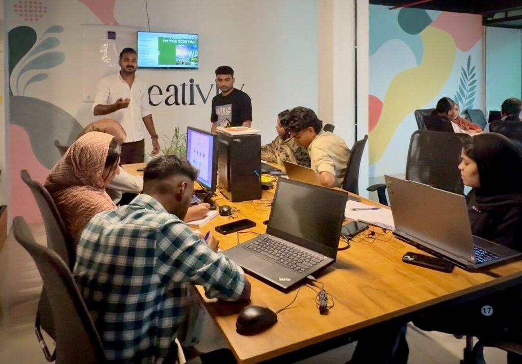 Student building a WordPress website during hands-on practical training